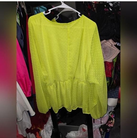 🍂🍁Boohoo Plus Dobby Mesh Puff Sleeve Smock Top 20 - Picture 4 of 5